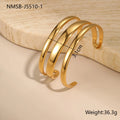 Stainless steel geometric opening bracelet with 18K electroplating in gold or steel colour