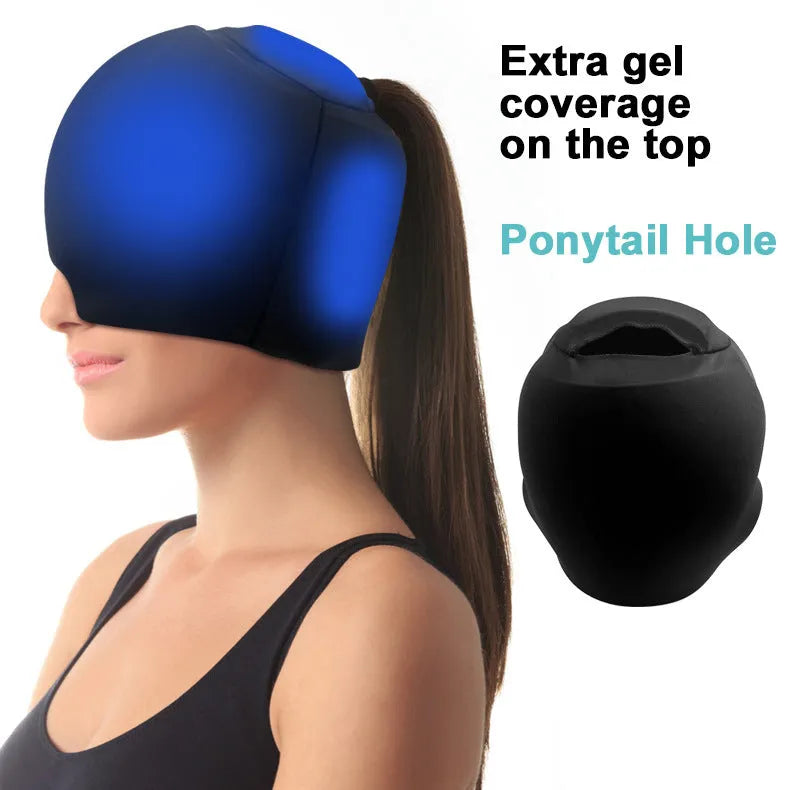 Simple solid colour cold compress cap with fully enclosed design in polyester fabric