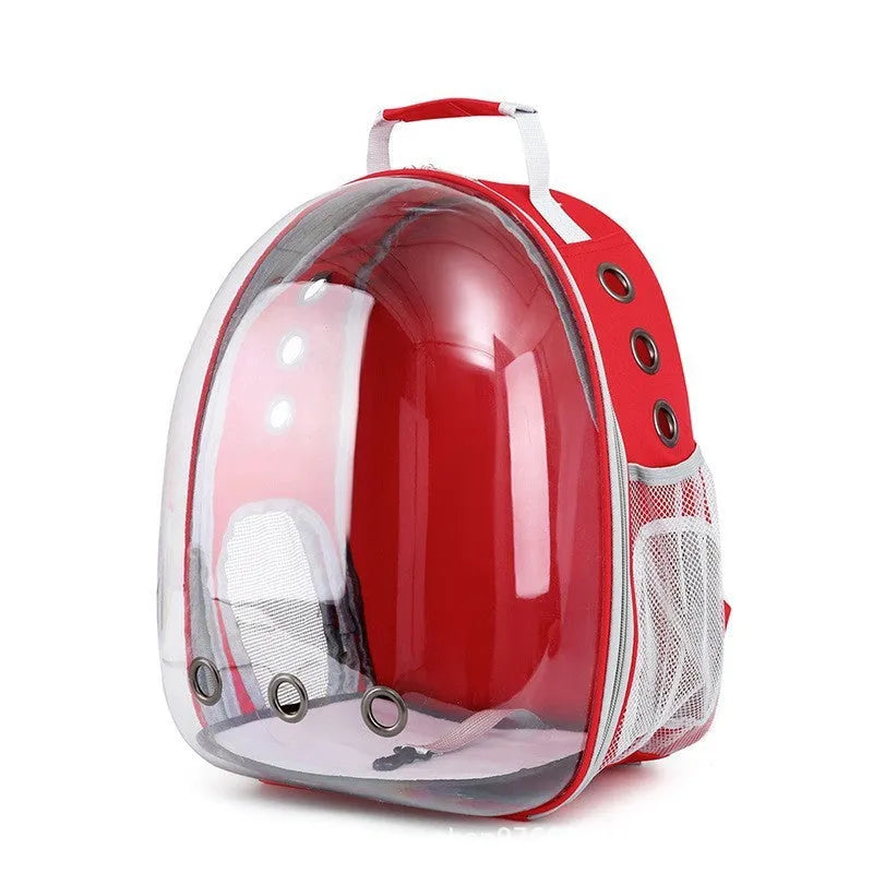 Grey hard-shell pet carrier bag with side opening for medium-sized cats or small dogs.