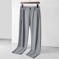 Men's ice silk straight loose trousers with elastic waist in black colour