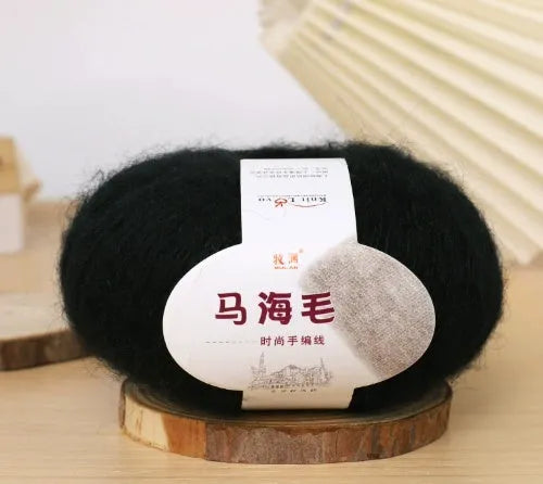 Hand-woven mohair wool ball for DIY scarf knitting projects in multiple colour options