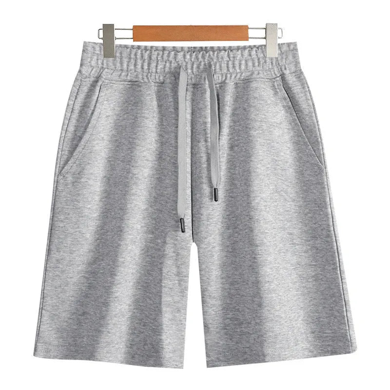 Cotton sports shorts with straight-leg cut available in multiple colours and sizes including extended fits