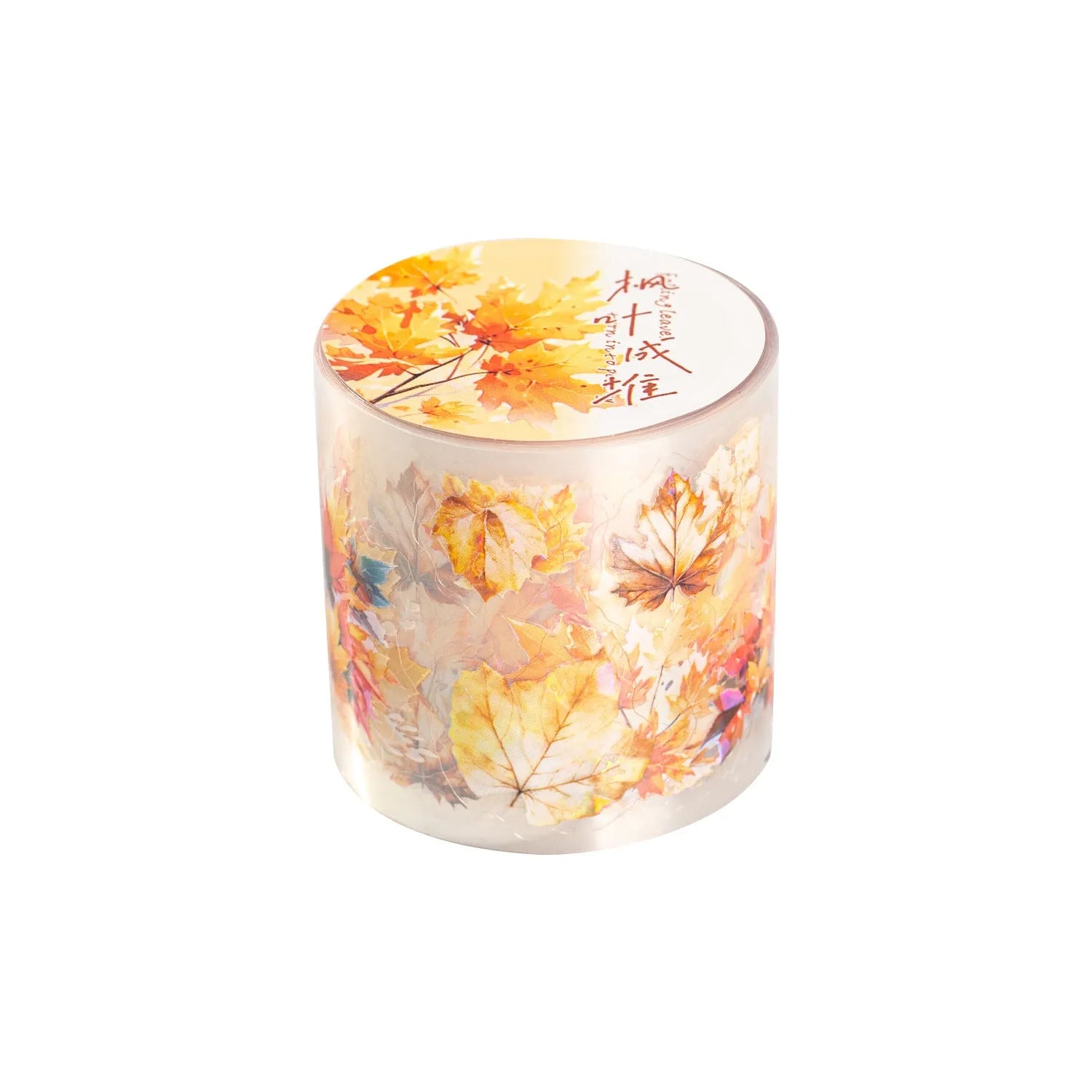 Roll of Deciduous Poetry Series decorative stickers showing leaf patterns in gentle ginkgo, maple, and blue fallen leaves colours.