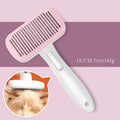 Automatic pet hair removal comb for dogs and cats in blue, grey, green, or pink with one-click needle technology