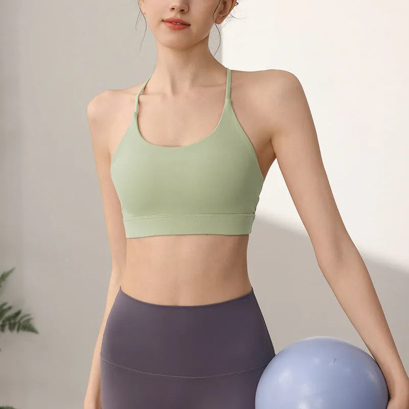 Women's high-strength nylon sports vest with fixed double-shoulder straps in five colour options