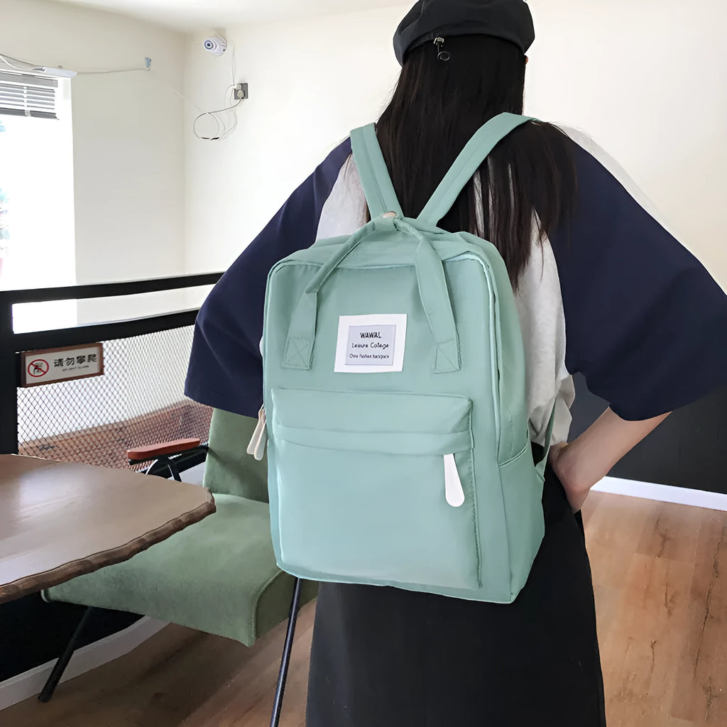 Commuter versatile large capacity Oxford cloth backpack in solid colour for leisure travel