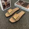 Women's casual summer flat slippers in apricot, black, or khaki with waterproof PVC soles
