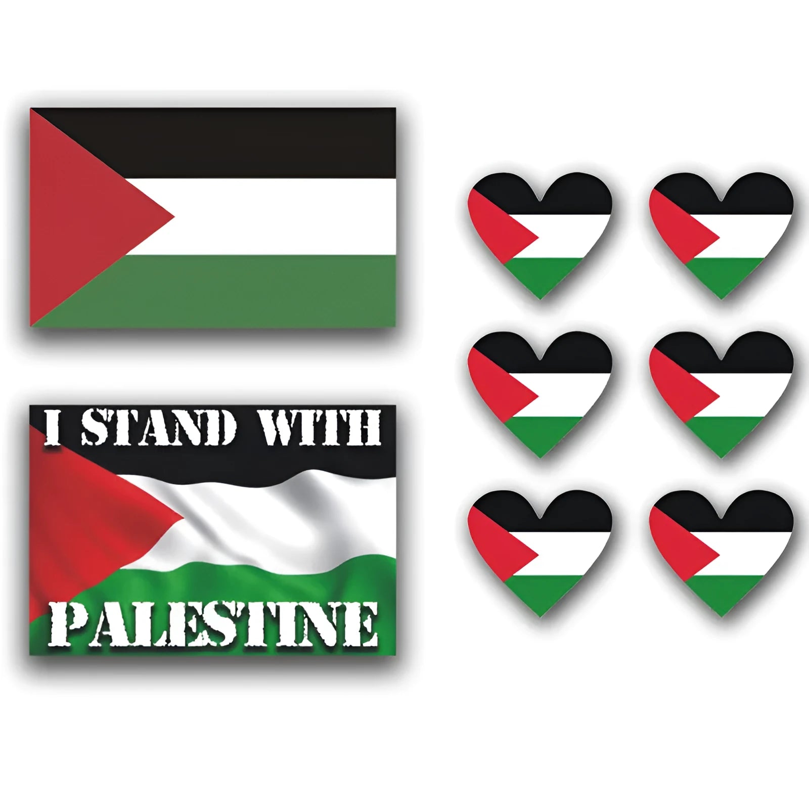 Palestinian flag car decal sticker on a vehicle window.