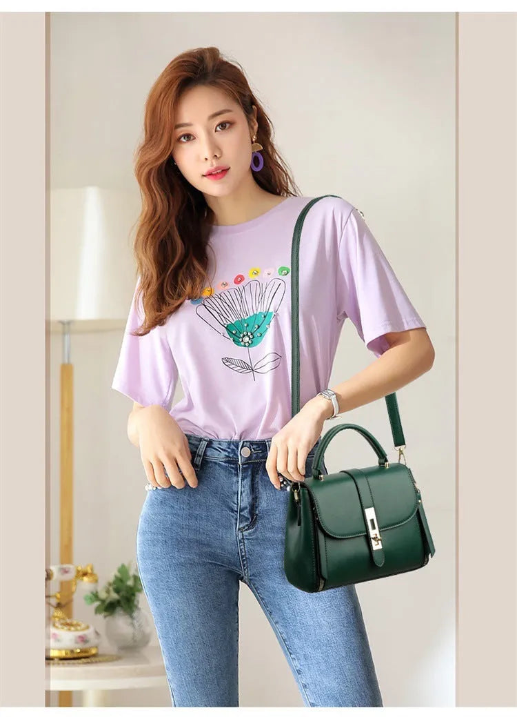 Soft black PU women's messenger shoulder bag with square vertical shape