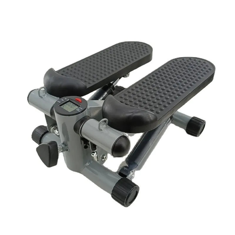 Silver grey hydraulic resistance mini treadmill exercise machine with pedal configuration