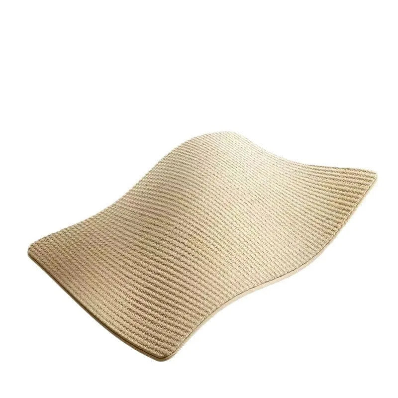 A sisal fabric cat scratch board in a pastoral style, shown in two available sizes.