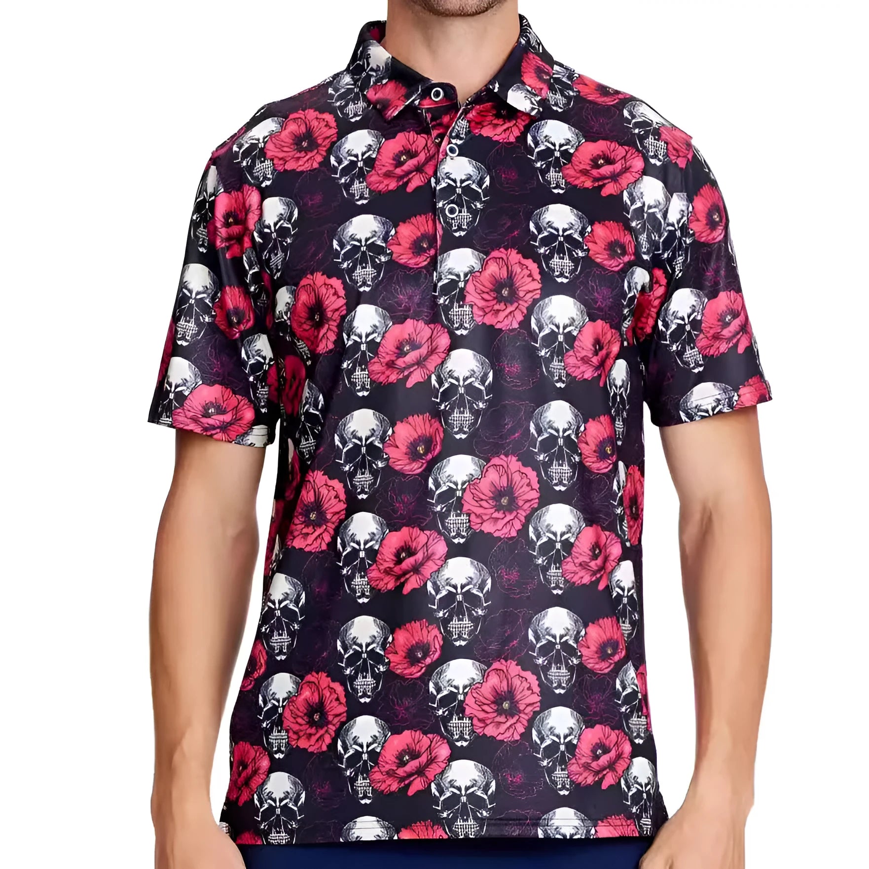 Men's short sleeve mesh T-shirt with 3D printing pattern and zipper decorations