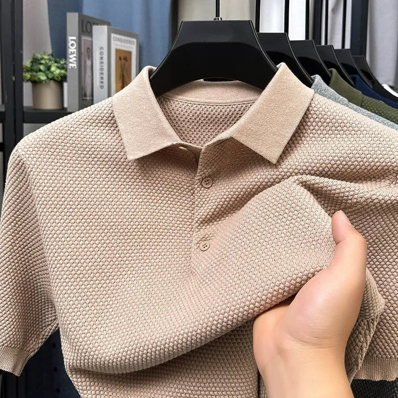 Loose fit pure cotton short sleeve sweater shown in available colours with size range information