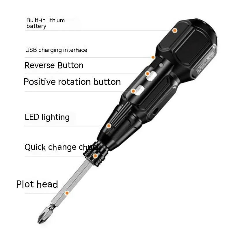Black and blue alloy steel straight handle 36V electric screwdriver on a workbench.