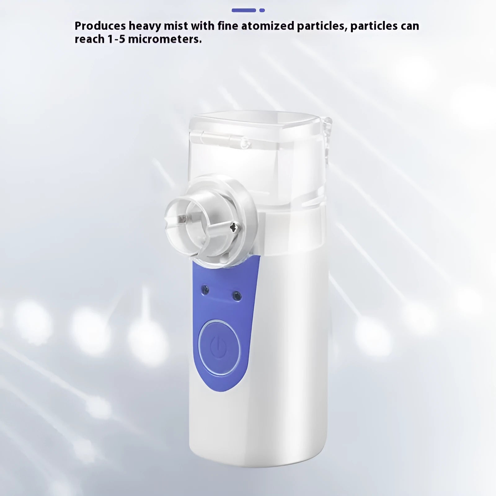 Handheld columnar USB nebuliser spray machine with a water tank, for quiet household use.