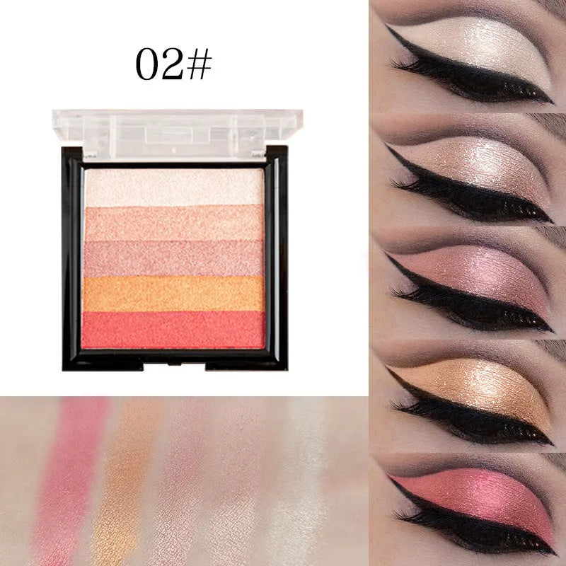 Highlight eye shadow plate with six colour options for contouring and three-dimensional brightening effects