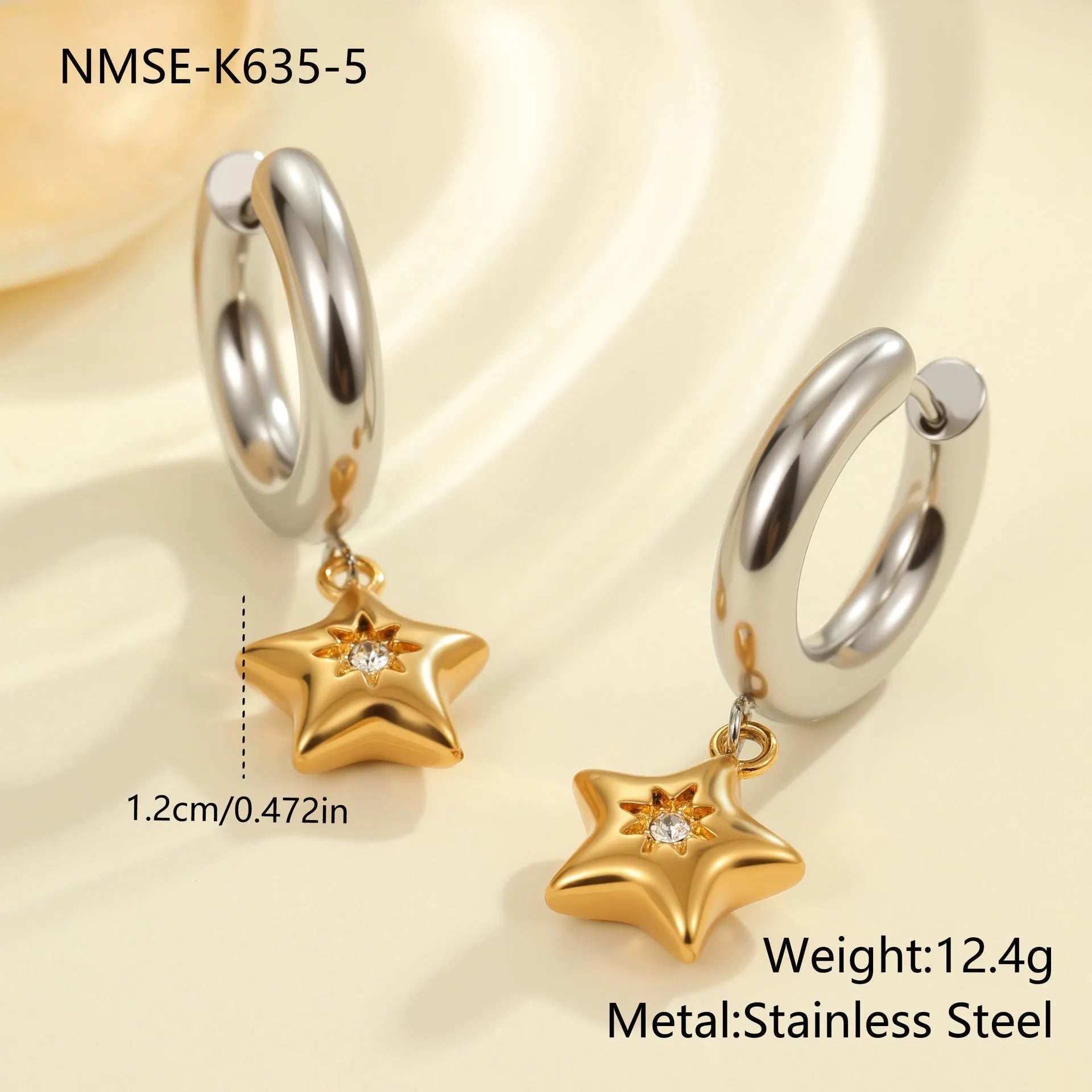 Stainless steel Christmas tree heart earrings with 18K gold electroplated finish