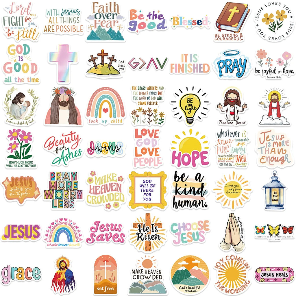 Set of 50 random pattern graffiti stickers for journal and laptop decoration.