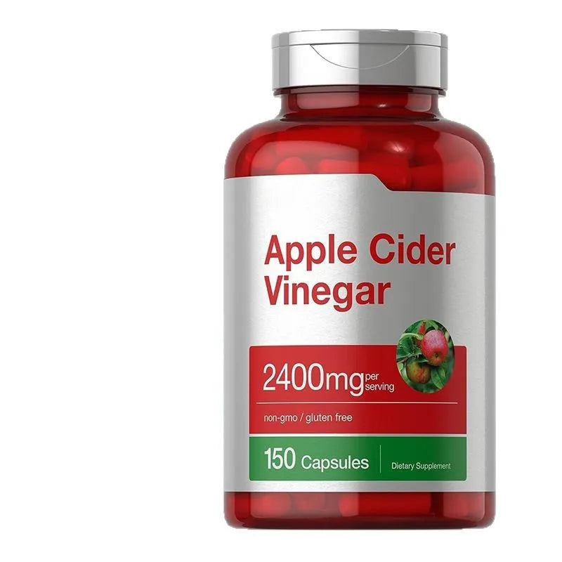 Bottle of 150 apple cider vinegar capsules dietary supplement