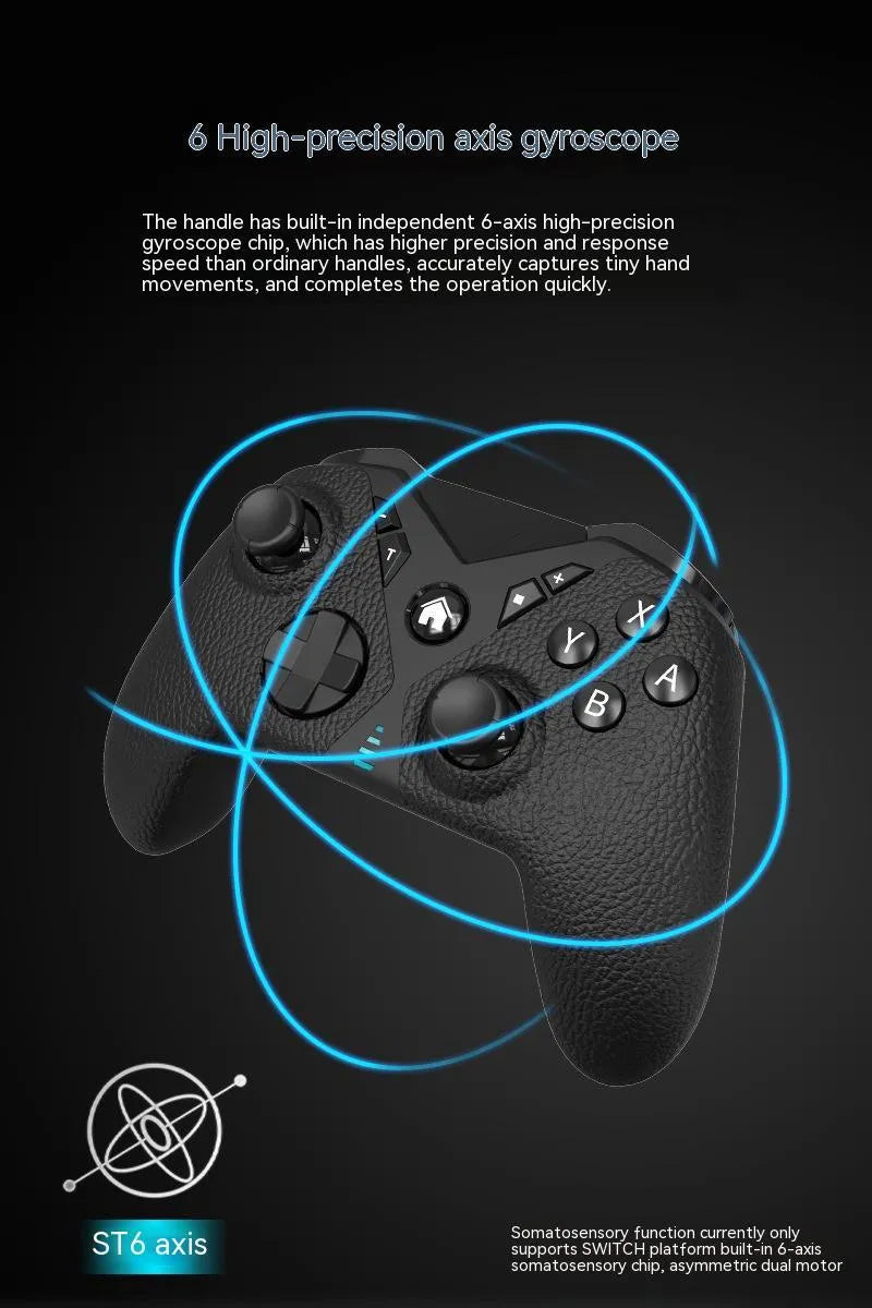 Black wireless game controller with leather pattern texture, showing Type-C port and dimensions 171x67x136mm.