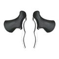 A pair of aluminium alloy road bicycle brake handles in black, showing the clamp for 22.2mm/23.8mm handlebars