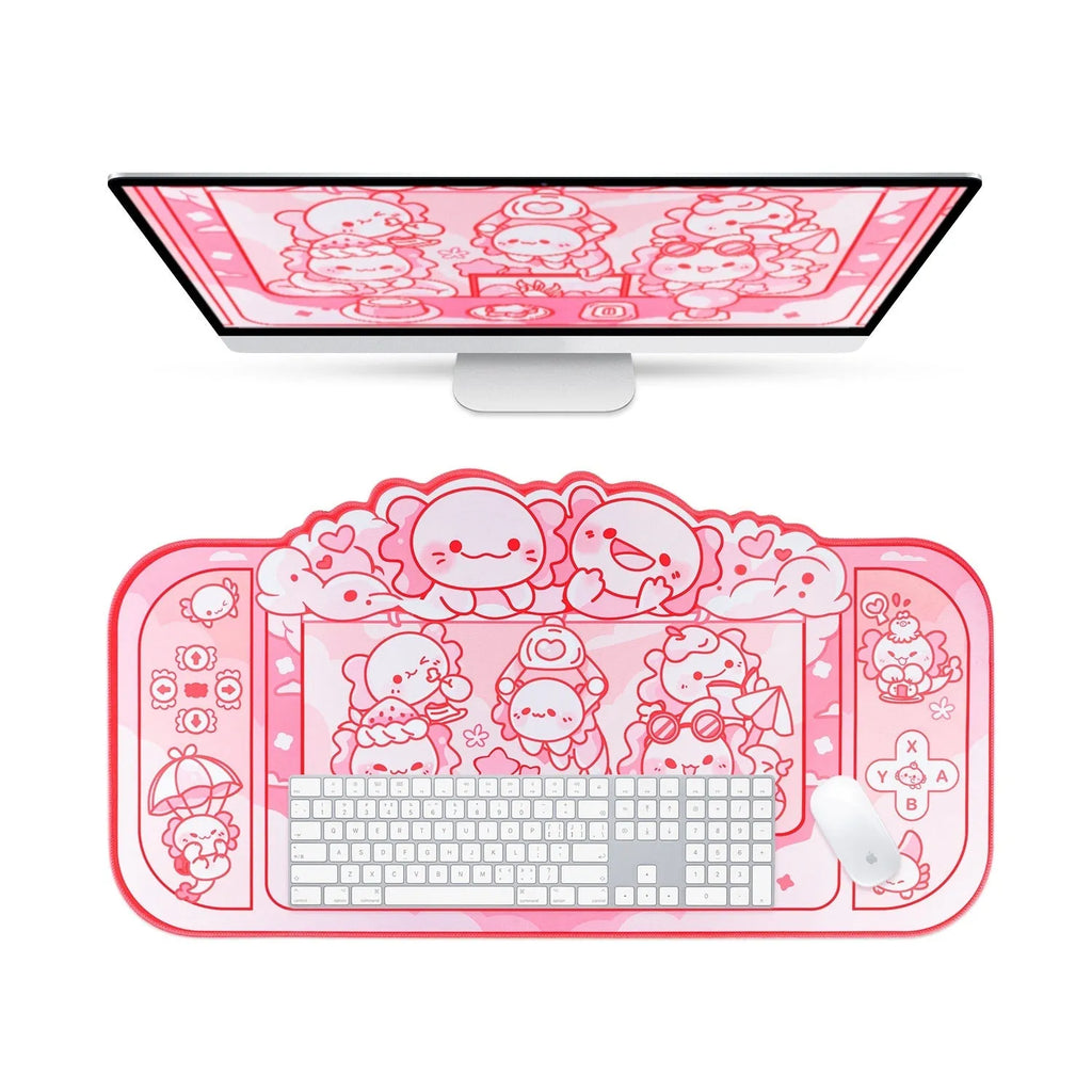 Hexagonal dragon crane machine pattern on 75×40cm cloth mouse pad with wrist support