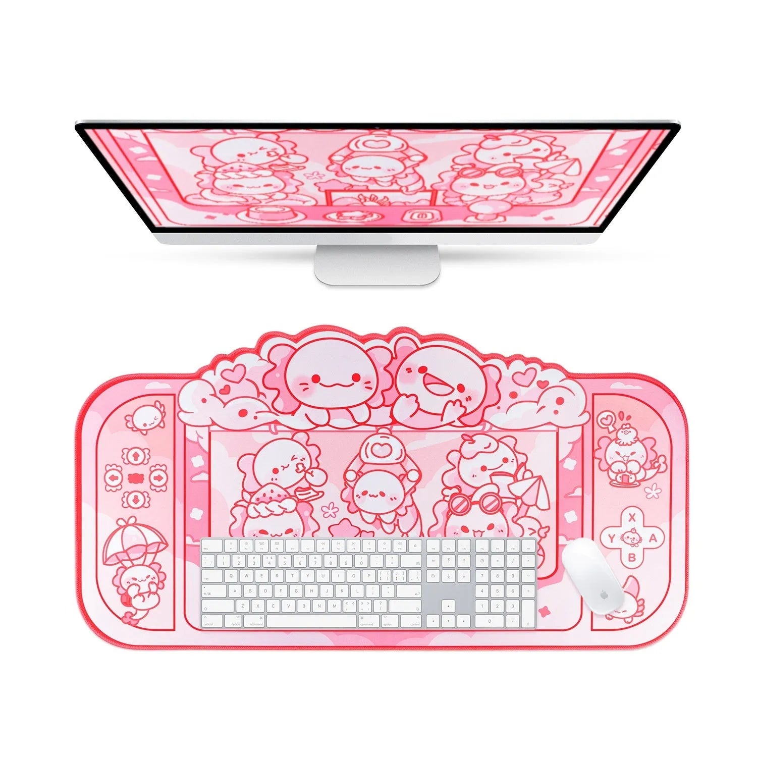 Hexagonal dragon crane machine pattern on 75×40cm cloth mouse pad with wrist support