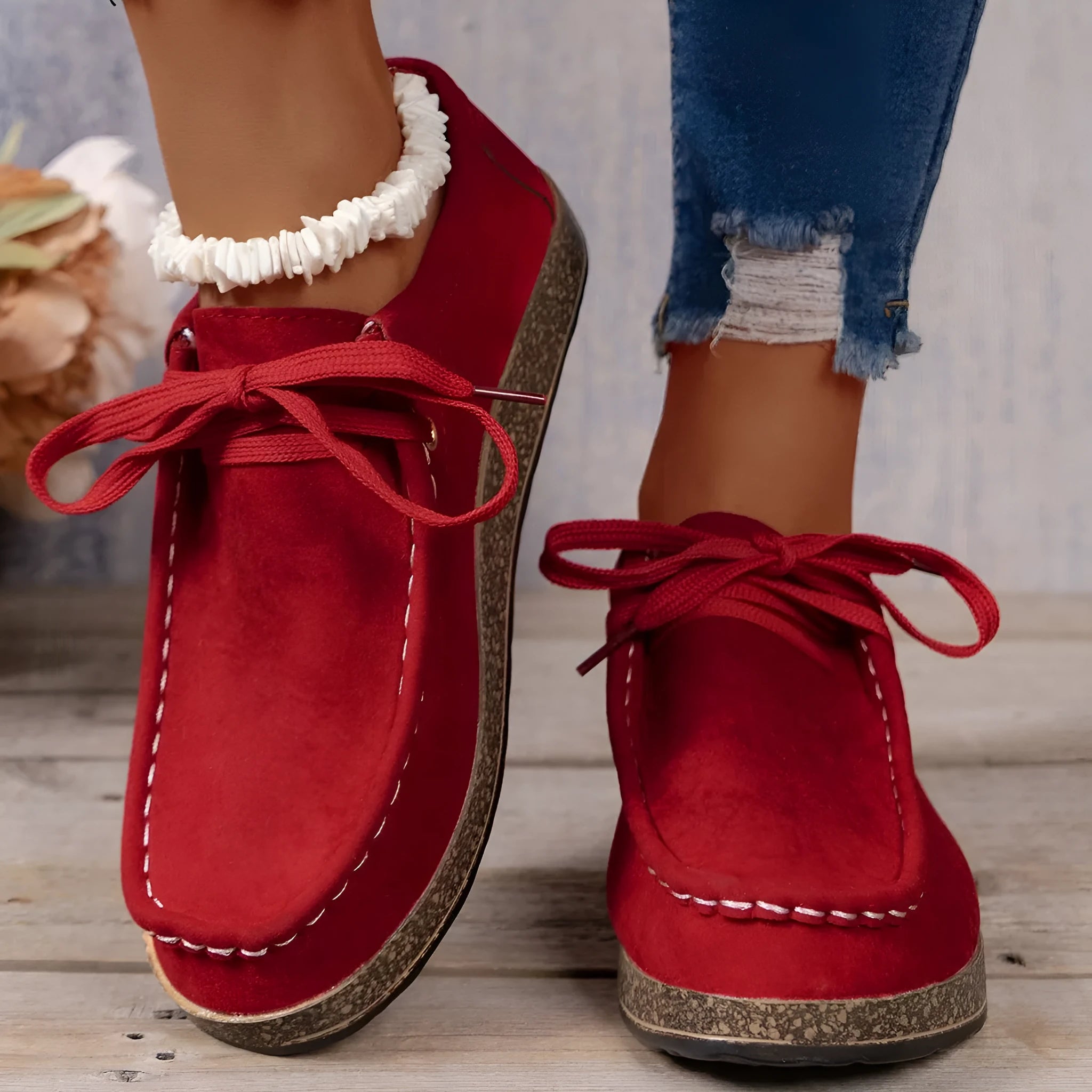 Plus size women's flat slip-on casual shoes with elastic band in five colours