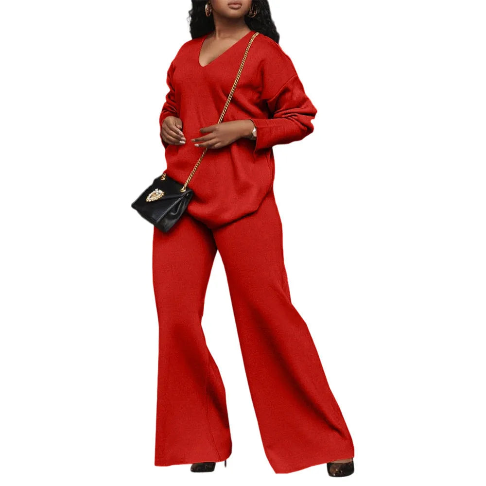 Women's brown suede two-piece suit with long sleeves and trousers in Japanese Korean style