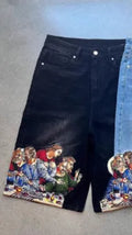 Men's cotton tapered shorts with Jesus printed back pocket detail in blue or black