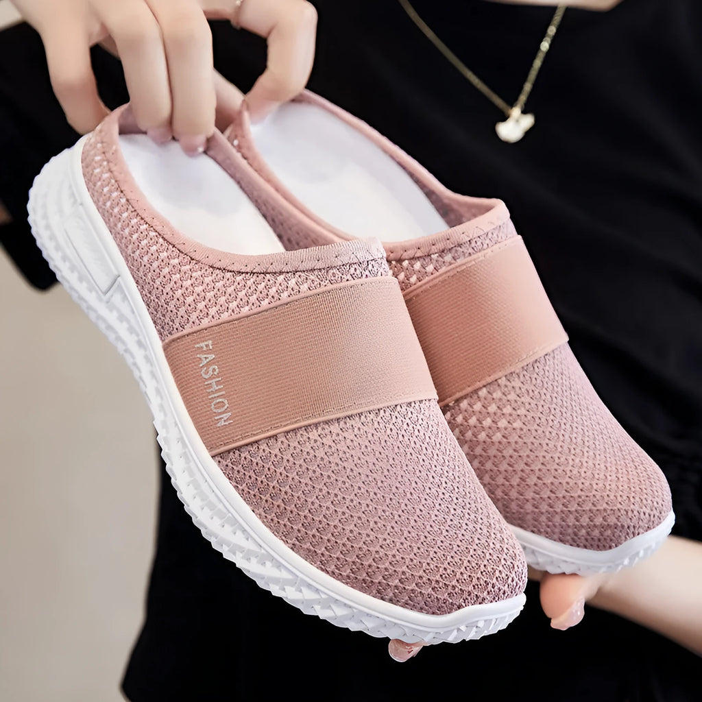 Women's flat heel casual shoes with mesh upper and hollow out design in multiple colours