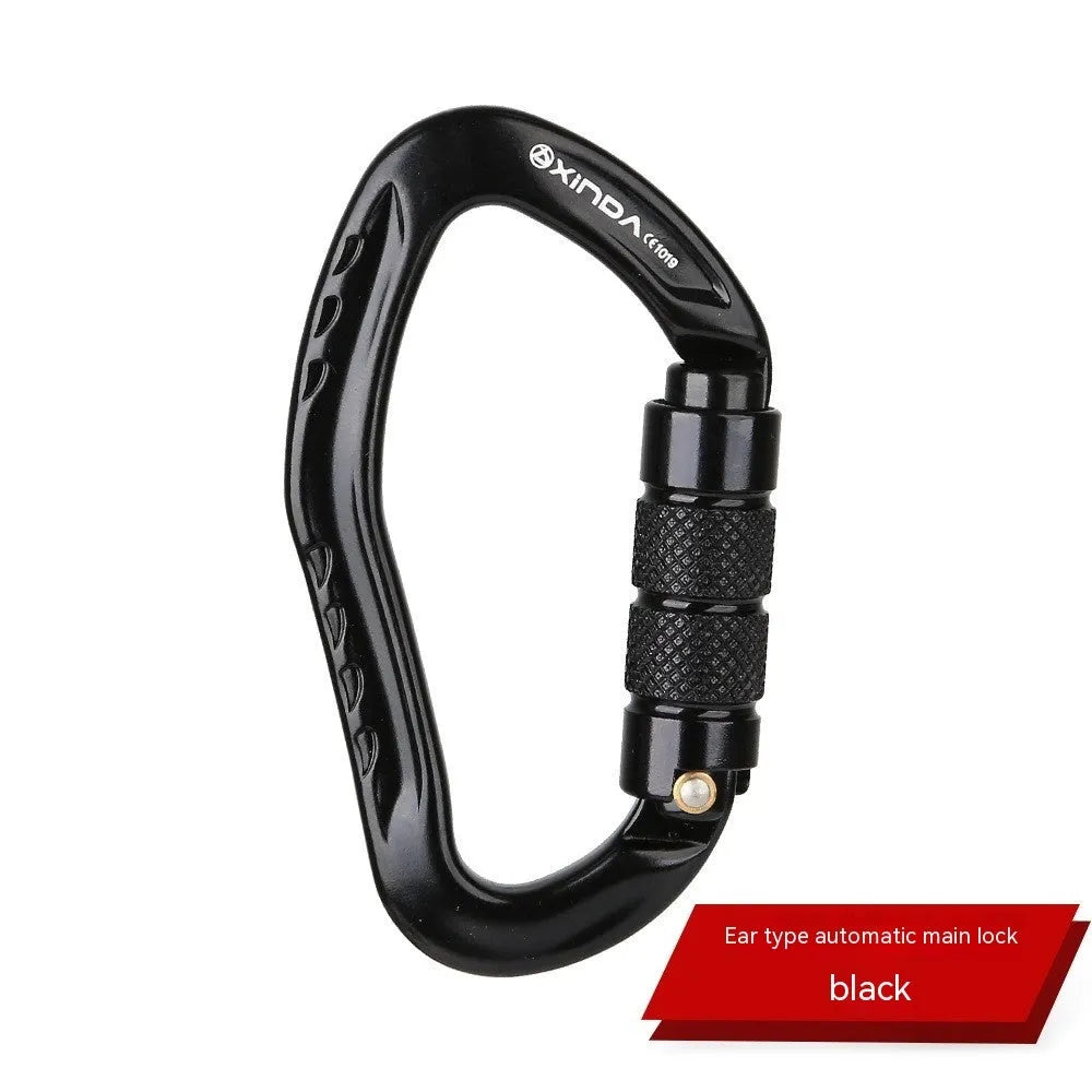 Automatic lock climbing carabiner in five colour options for outdoor rock climbing equipment