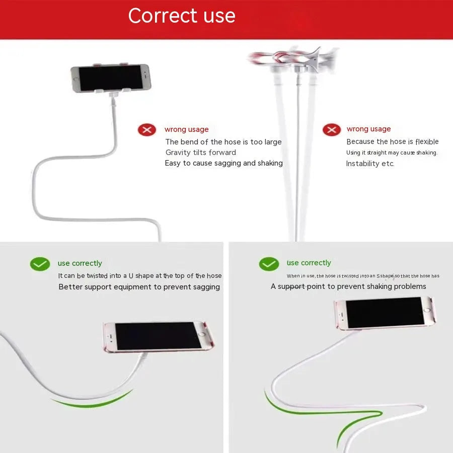 Double clip mobile phone bracket with 75cm ABS arm for bedside use
