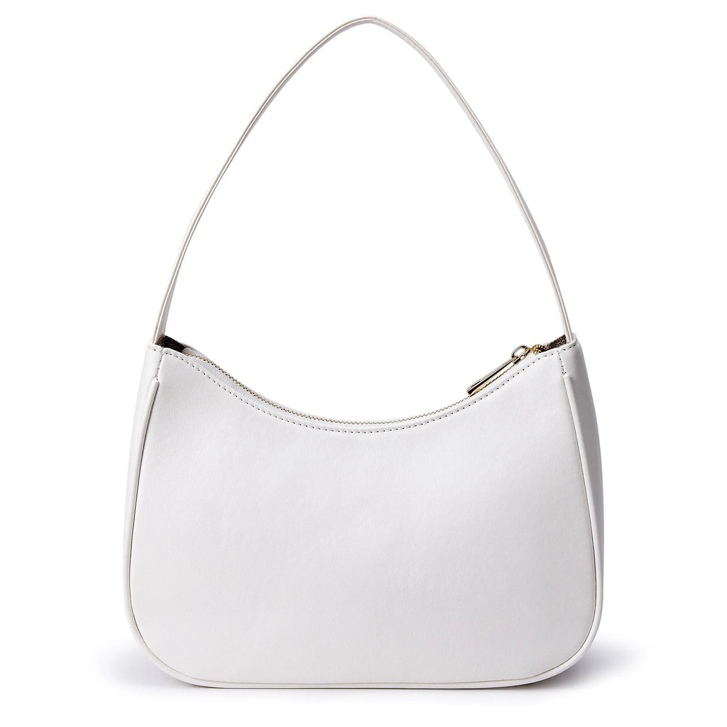 Retro-style waterproof PU shoulder bag in multiple colour options including apricot and glitter