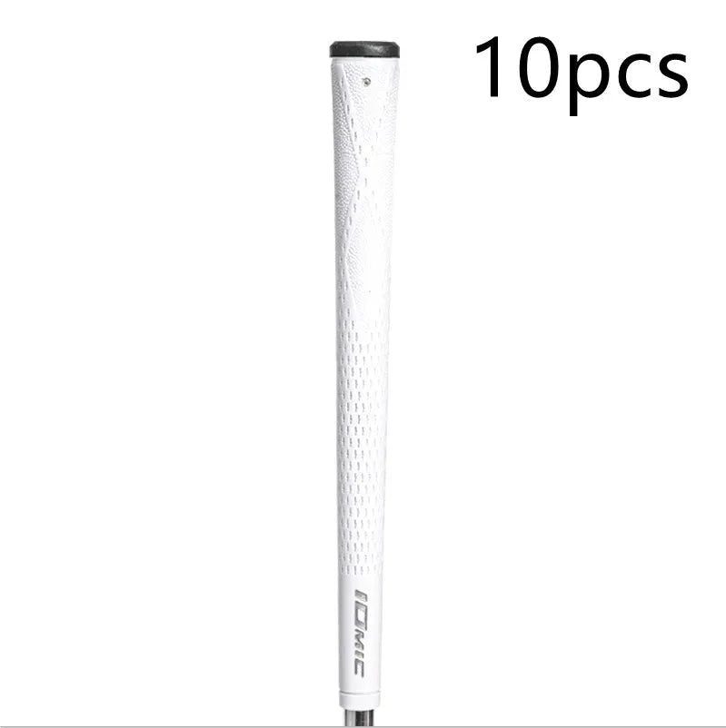 TPE material golf club grip showing colour options including solid colours and black with red, green, or blue accent heads