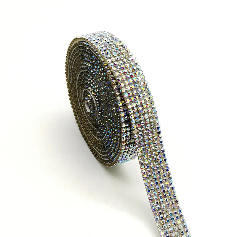 Self-adhesive water drill strips in glass electroplating finish for clothing decoration