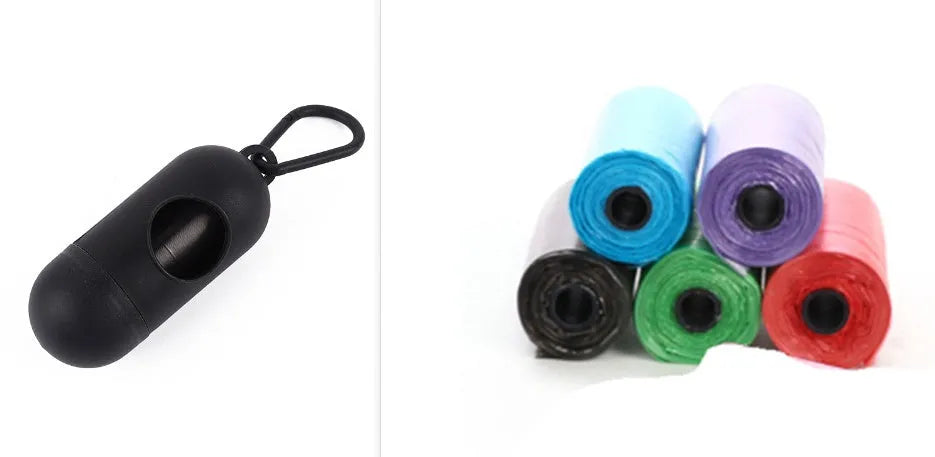 Coloured dog poop bags for waste cleanup showing 22.5 x 30 cm dimensions