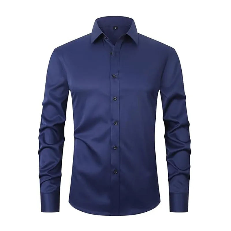 Men's stretch long sleeve work shirt in polyester available in multiple colours with Asian fit sizing