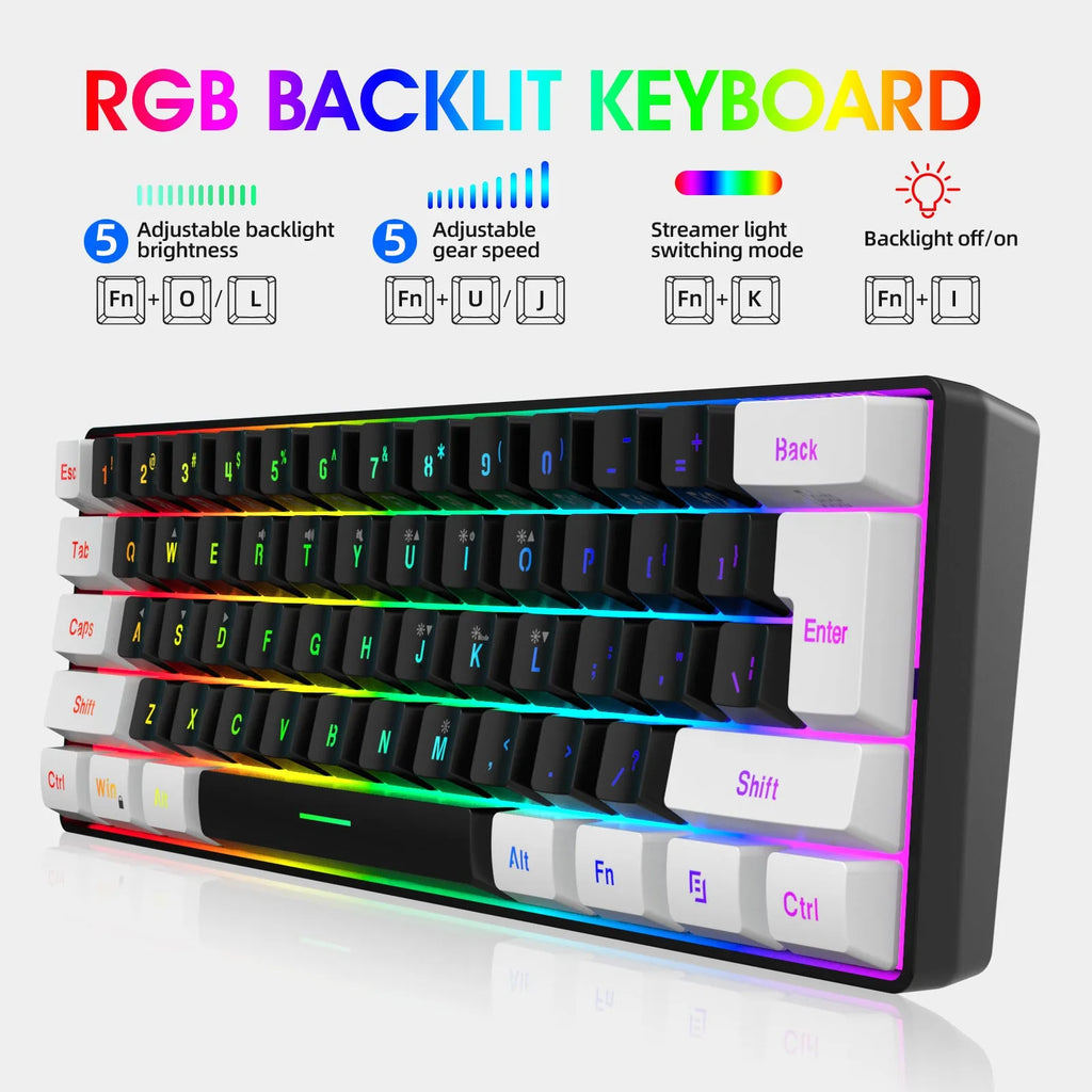 Wired 61 key membrane keyboard with USB cable in white and black colour