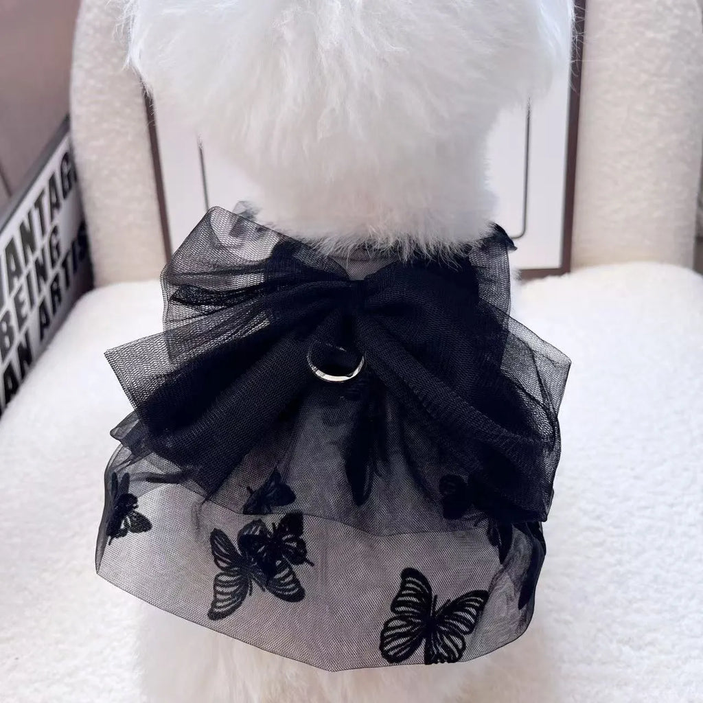 Black polyester princess tulle skirt pet clothing for small dogs and cats
