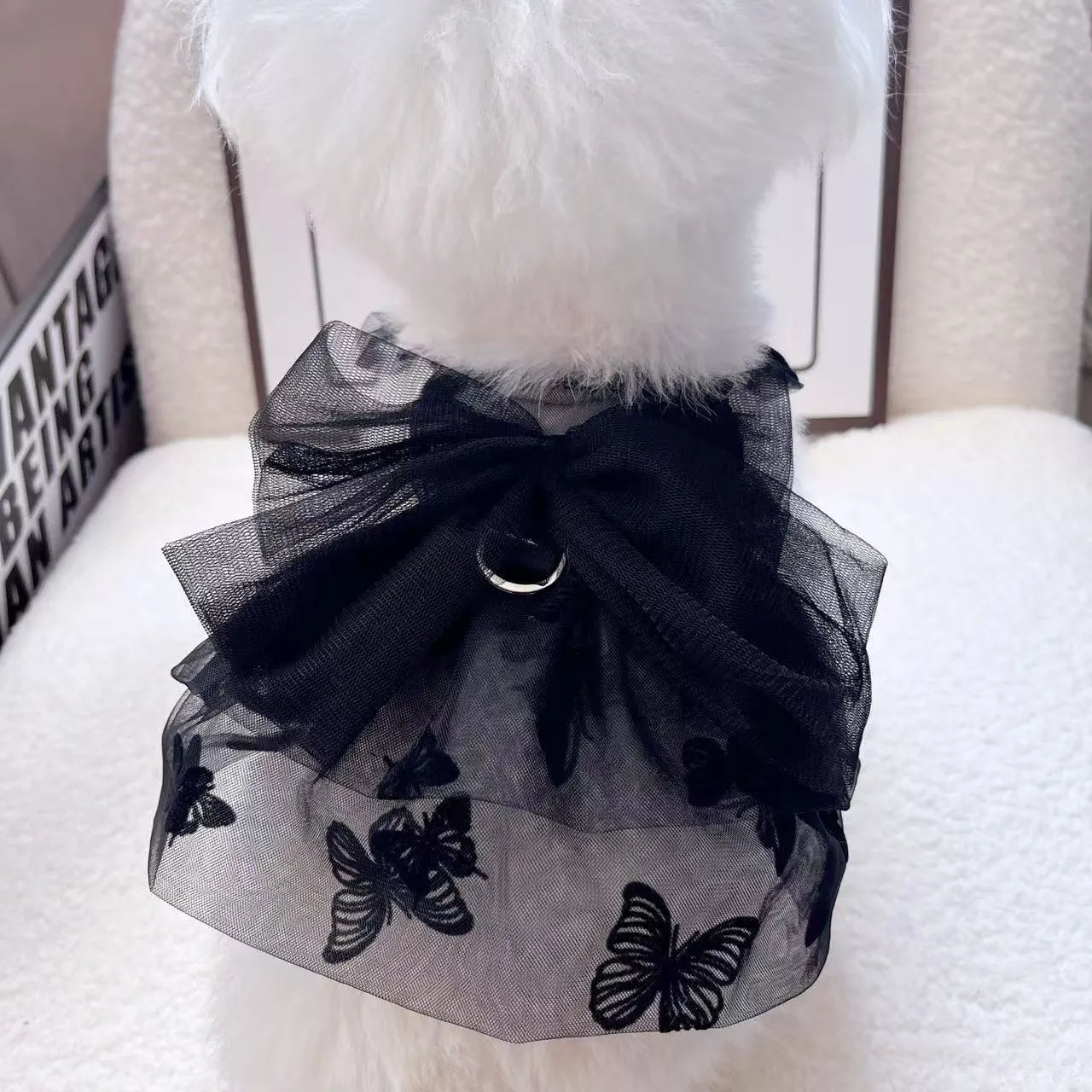 Black polyester princess tulle skirt pet clothing for small dogs and cats
