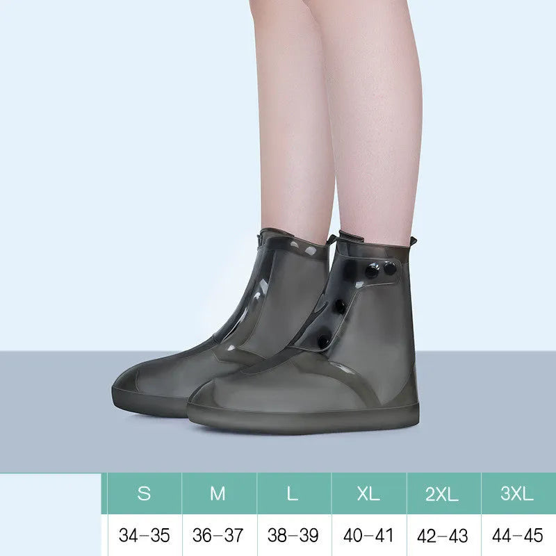 White PVC high top waterproof shoe covers reusable for indoor cleaning and outdoor rainy day protection