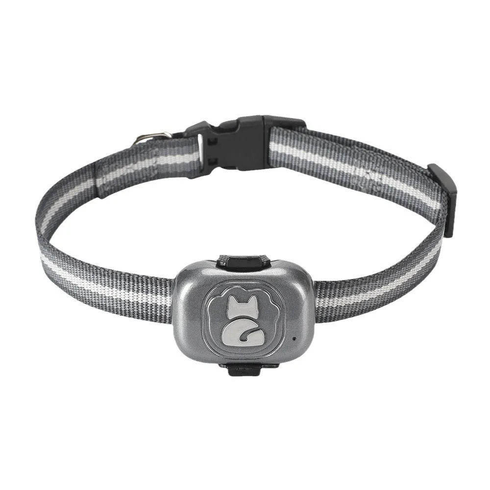 Black GF-07 pet GPS locator device with hanging rope for dog or cat collar attachment.