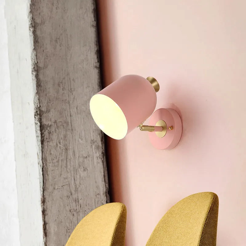Single-head LED bedside wall lamp in aluminium with colour options