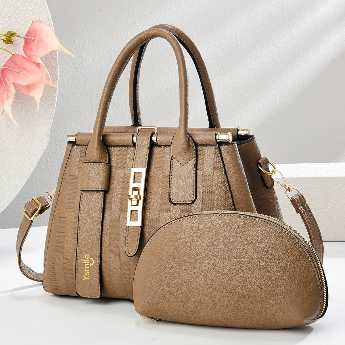 Round PU leather crossbody shoulder bag in multiple colours, dimensions 28x13x20cm.