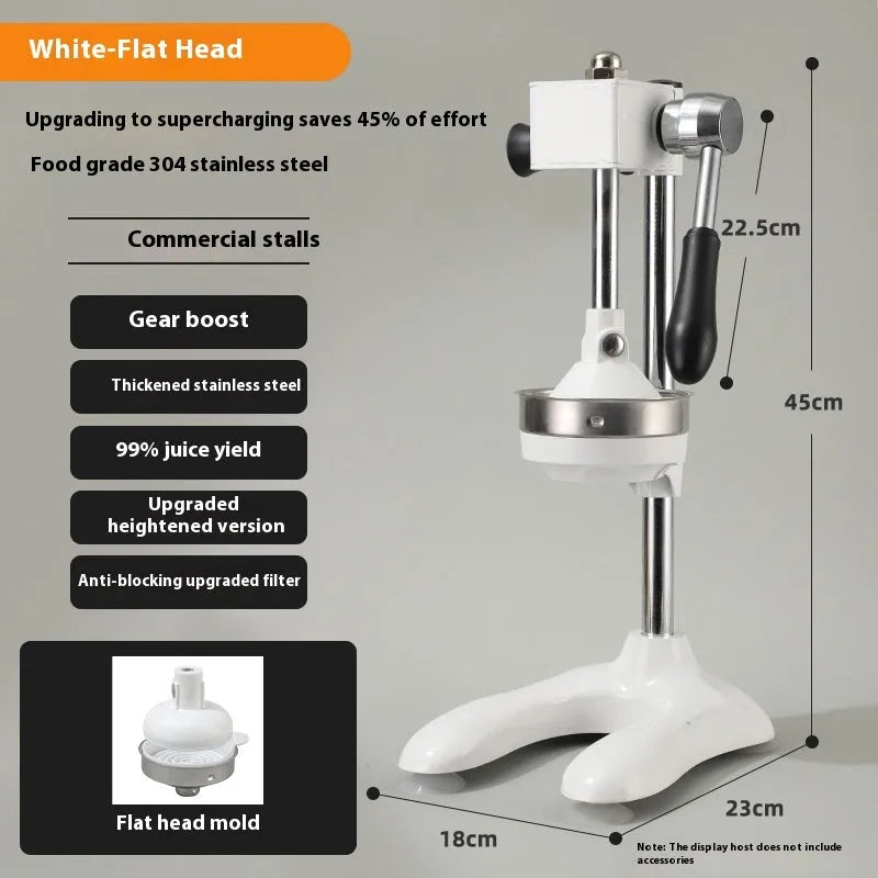 Vertical stainless steel manual juicer with multiple tip and colour options