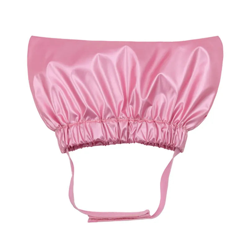 Adjustable ear-proof waterproof shower cap for cats and dogs in silver colour with non-woven fabric construction