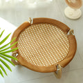 Brown woven rattan pet hammock bed measuring 46x46cm with a 17.5cm high frame