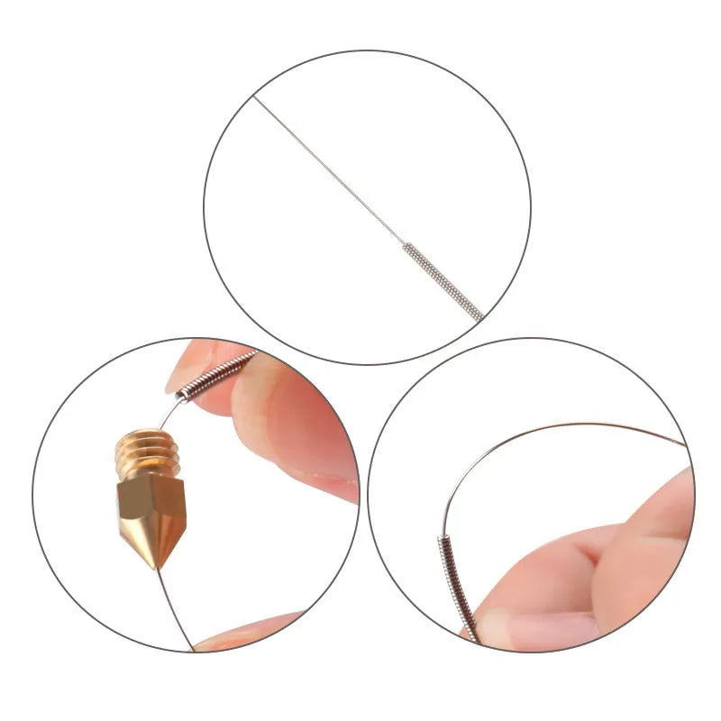 Mk8 E3D 3D printer nozzle cleaning needle set with 10 pieces in selected diameter size