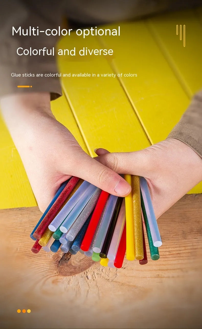 55 transparent hot melt glue sticks with 7mm diameter in packaging